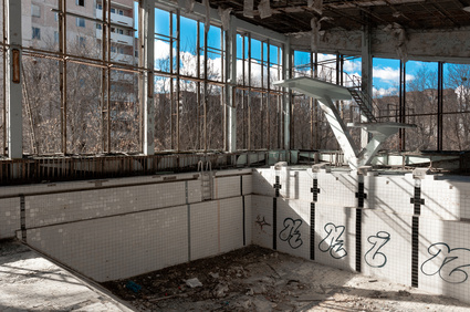 Empty swimming pool in Chernobyl