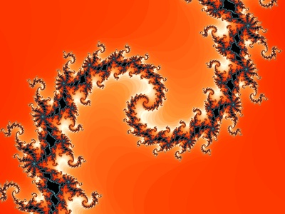 Decorative fractal spiral on a orange background